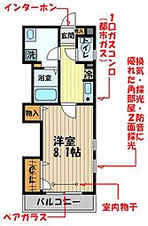 ソレアード三鷹 1Kの間取図画像