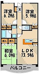 インペリアル花小金井 3LDKの間取図画像