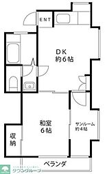 コーポ朝日 1DKの間取図画像