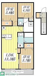 (仮称)三鷹市牟礼1丁目賃貸住宅 3LDKの間取図画像