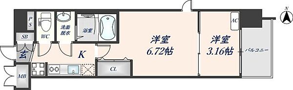 スプランディッド荒本駅前DUE 1301｜大阪府東大阪市横枕西(賃貸マンション2K・13階・27.61㎡)の写真 その2