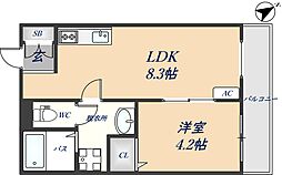 Dias東石切 3階1LDKの間取り