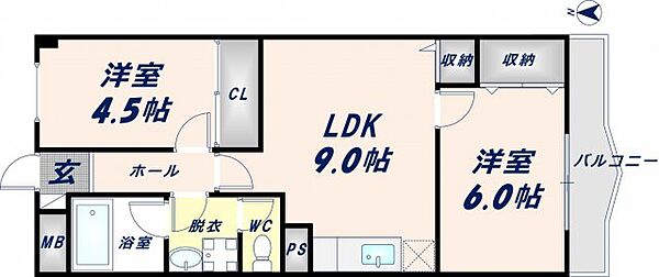 グランメゾン 307｜大阪府東大阪市池之端町(賃貸マンション2LDK・3階・50.00㎡)の写真 その2