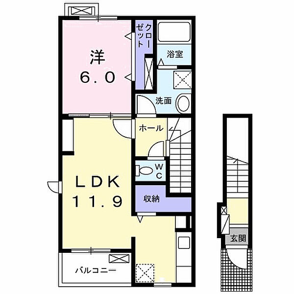 シャルマン大蓮北 201｜大阪府東大阪市大蓮北4丁目(賃貸アパート1LDK・2階・48.65㎡)の写真 その2