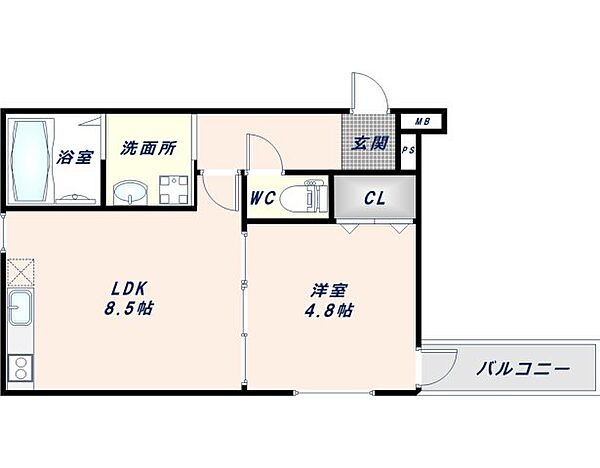 フジパレス近鉄長瀬 202｜大阪府東大阪市横沼町1丁目(賃貸アパート1LDK・2階・33.12㎡)の写真 その2