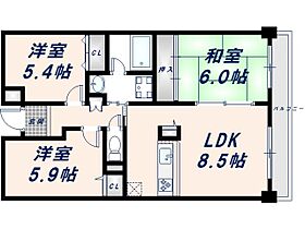 大阪府東大阪市御厨東2丁目（賃貸マンション3LDK・2階・65.40㎡） その2