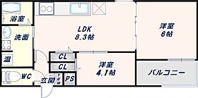 大阪府東大阪市源氏ケ丘（賃貸アパート2LDK・2階・41.52㎡） その2