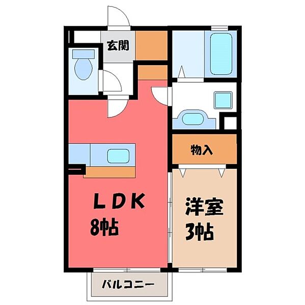 茨城県筑西市一本松(賃貸アパート1LDK・1階・29.44㎡)の写真 その2