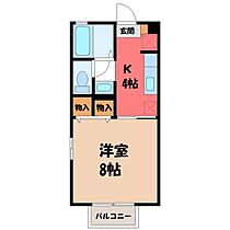 栃木県小山市神鳥谷5丁目（賃貸アパート1K・2階・26.93㎡） その2