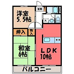 リーフマンション 2階2LDKの間取り