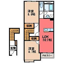 ウイングコート A  ｜ 栃木県小山市大字粟宮（賃貸アパート2LDK・2階・58.65㎡） その2