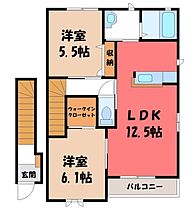 栃木県下都賀郡野木町大字友沼（賃貸アパート2LDK・2階・61.63㎡） その2