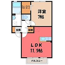 栃木県小山市犬塚2丁目（賃貸アパート1LDK・1階・44.04㎡） その2