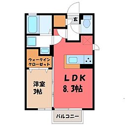 ルビア 2階1LDKの間取り