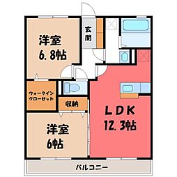サークル ヒル II 3階2LDKの間取り