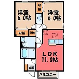 ロイヤルコート 1階2LDKの間取り