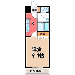 メリーベル 2階1Kの間取り
