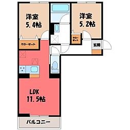 ロータスシャトー 1階2LDKの間取り