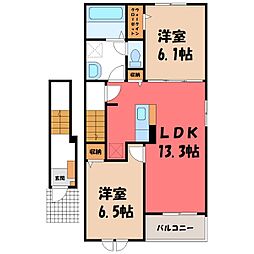 セラピア梨花 2階2LDKの間取り