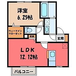 メール・ド・ルミエール B 1階1LDKの間取り