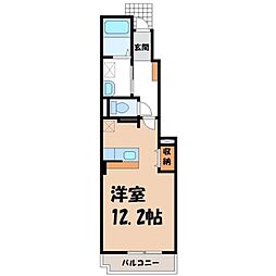 クレメント A 1階ワンルームの間取り