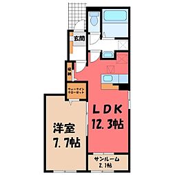 ブルースター 城東A 1階1LDKの間取り