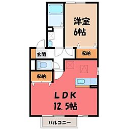 メイプルリーフ C 1階1LDKの間取り