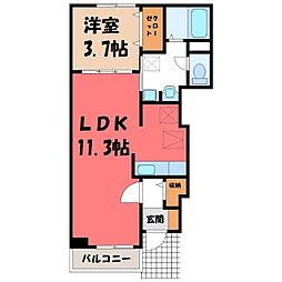ブリアンローズ 1階1LDKの間取り