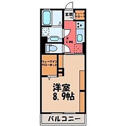 D-room Business小山 3階1Kの間取り