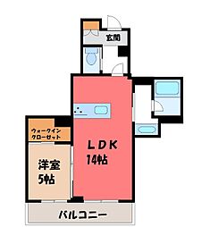 ザ グレイス 自治医大 1階1LDKの間取り