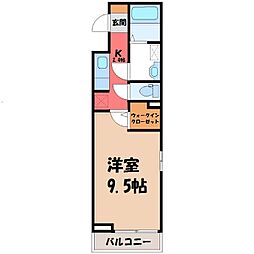 ピースビレッジ 2階1Kの間取り