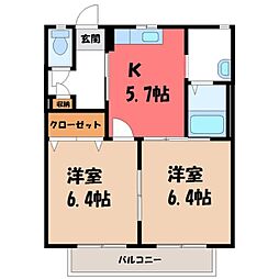 グランシード エム 2階2Kの間取り
