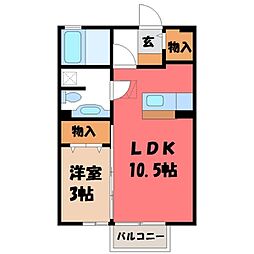 グランソシエB 1LDKの間取図画像