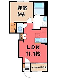 小山市三峯1丁目アパート 1LDKの間取図画像