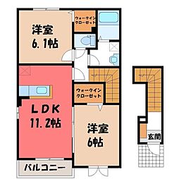 セカンド ステップ 2階2LDKの間取り