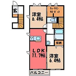 オリーブ 2階2LDKの間取り