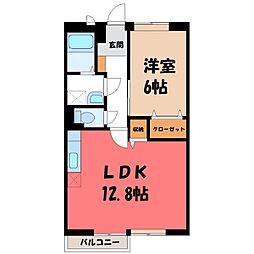 Wing B 1階1LDKの間取り