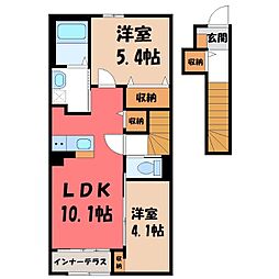 （仮）千駄塚新築アパート 2階2LDKの間取り