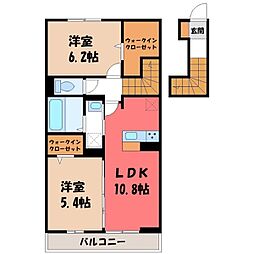 リンクベース 2 2階2LDKの間取り