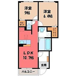 ラフィネ　ドヌール 1階2LDKの間取り
