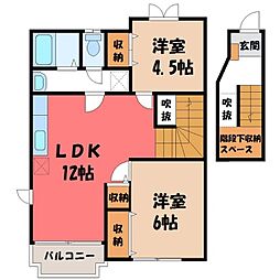 アヴェニールソルティA 2LDKの間取図画像