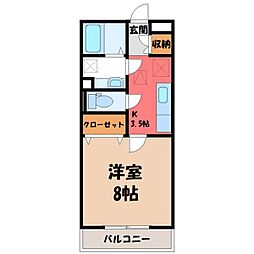 アネシス城北B 1Kの間取図画像
