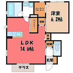 K・VillageR 1LDKの間取図画像