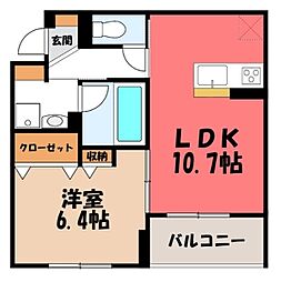 TORISIAS 東城南 A 1LDKの間取図画像