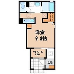 グリーンズ・サツキA ワンルームの間取図画像