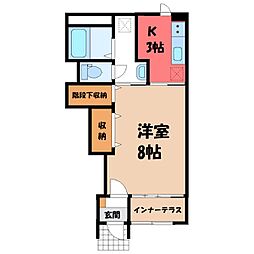 サニープレイス 1Kの間取図画像