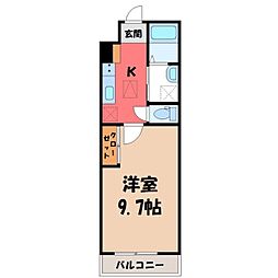 サンモールウエスト2 1Kの間取図画像