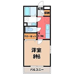 アネシス城北B 1Kの間取図画像