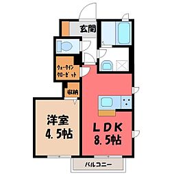 槐 1LDKの間取図画像
