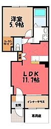 紬 1LDKの間取図画像